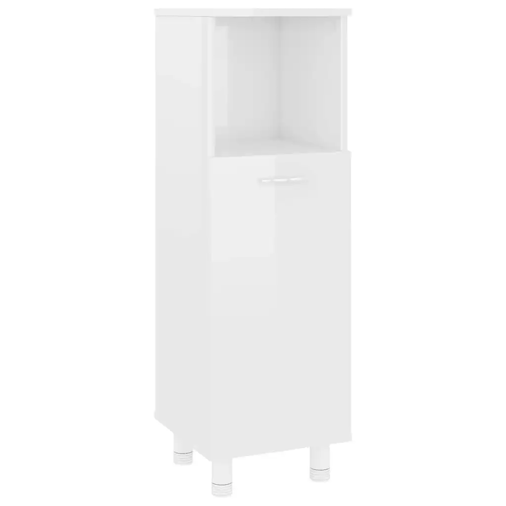 Bathroom Cabinet High Gloss White 30x30x95 cm Engineered Wood 802621