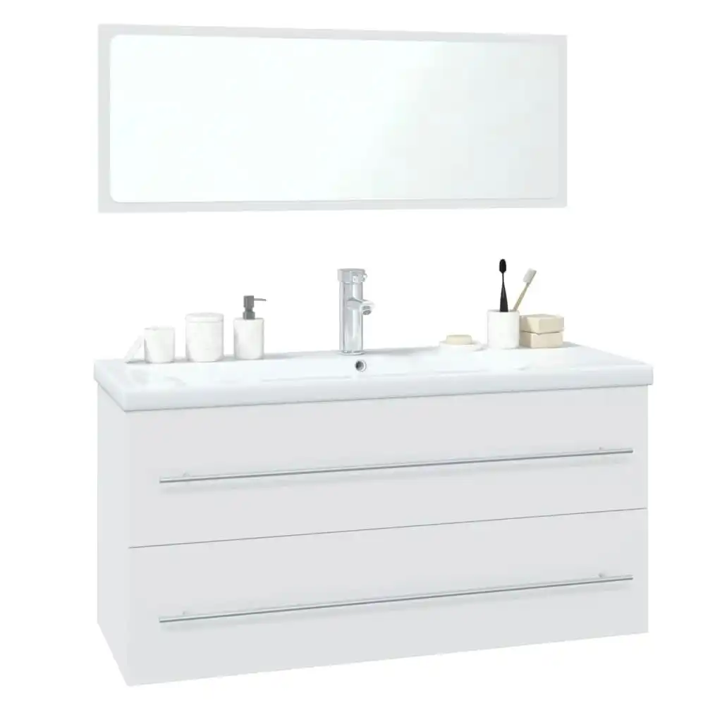 Bathroom Furniture Set White Engineered Wood 3152853