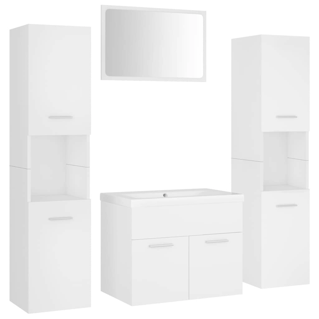 Bathroom Furniture Set White Engineered Wood 3071225