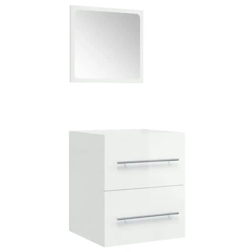 Bathroom Cabinet with Mirror High Gloss White 41x38.5x48 cm 804824