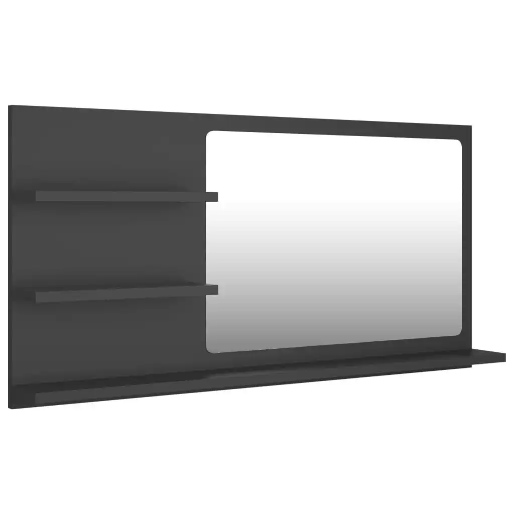 Bathroom Mirror Grey 90x10.5x45 cm Engineered Wood 805017