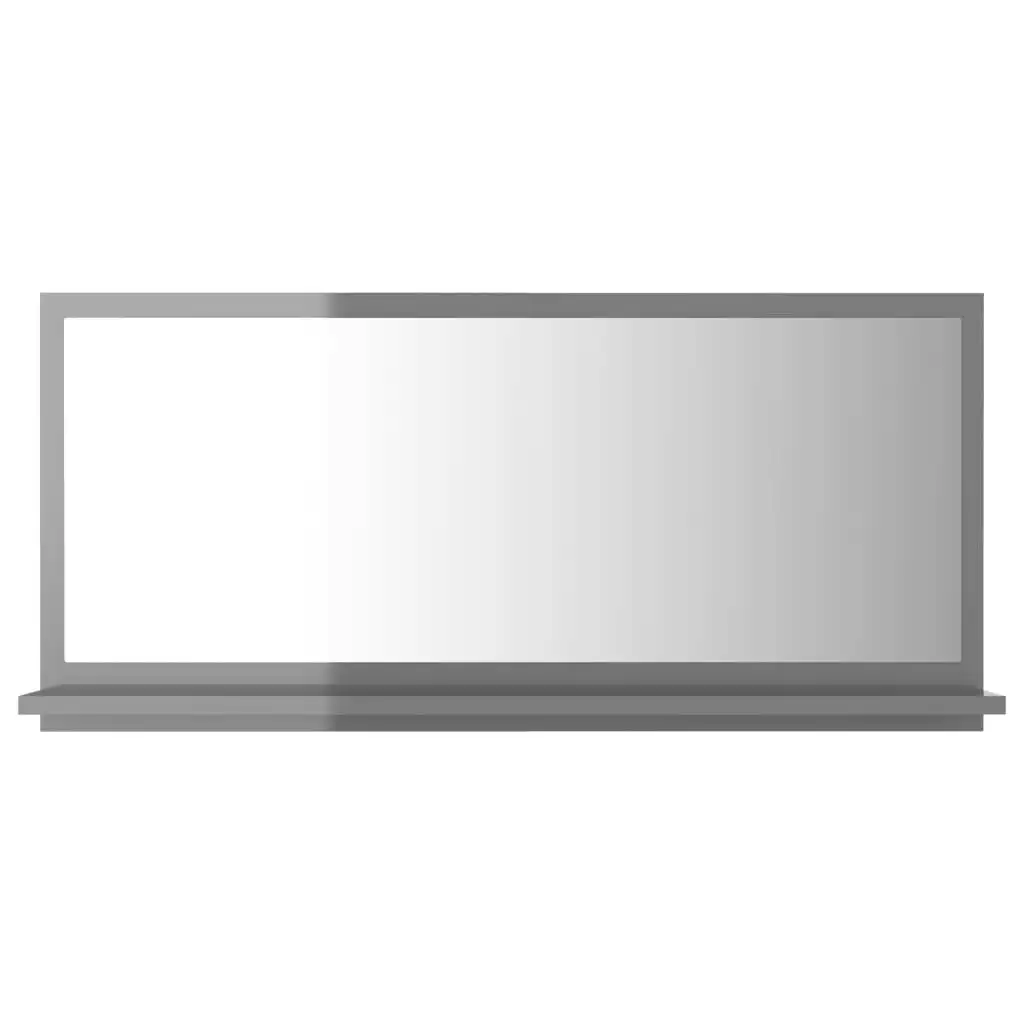 Bathroom Mirror High Gloss Grey 80x10.5x37 cm Engineered Wood 804579