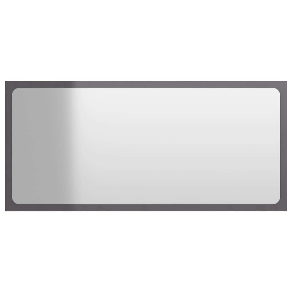 Bathroom Mirror High Gloss Grey 80x1.5x37 cm Engineered Wood 804621