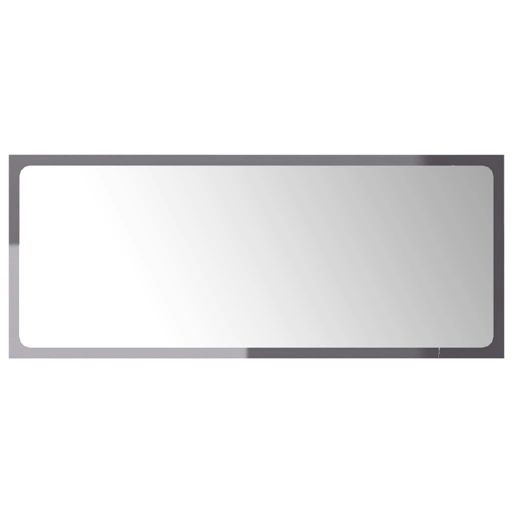 Bathroom Mirror High Gloss Grey 90x1.5x37 cm Engineered Wood 804629