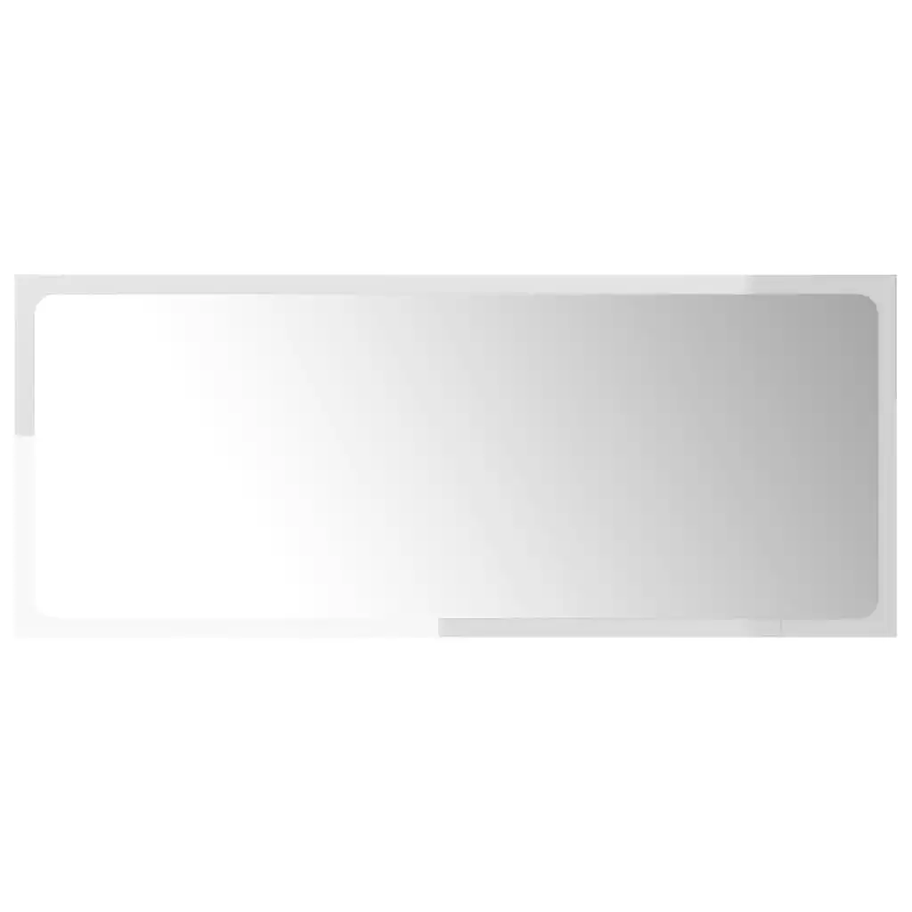 Bathroom Mirror High Gloss White 90x1.5x37 cm Engineered Wood 804627