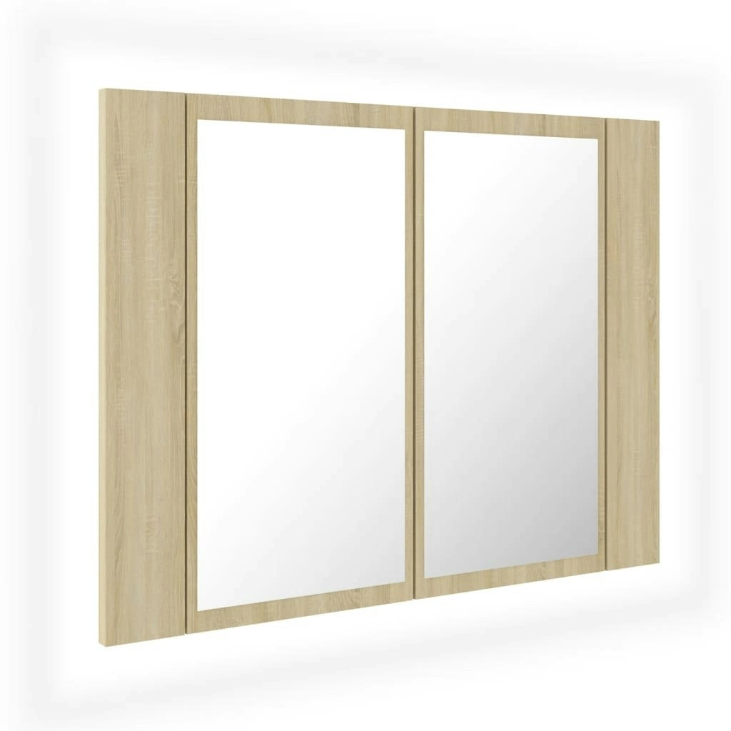 LED Bathroom Mirror Cabinet Sonoma Oak 60x12x45 cm Acrylic 804959