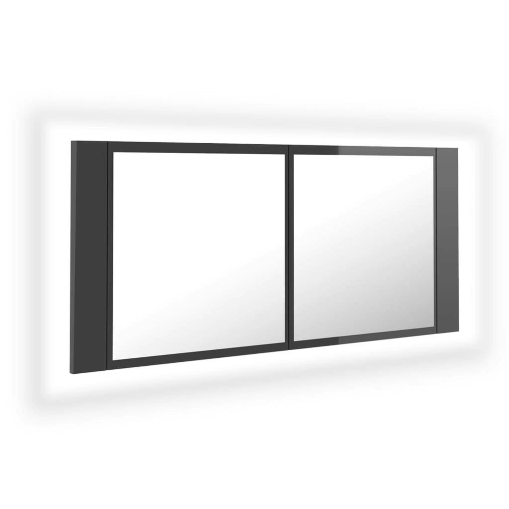 LED Bathroom Mirror Cabinet High Gloss Grey 100x12x45 cm Acrylic 804987