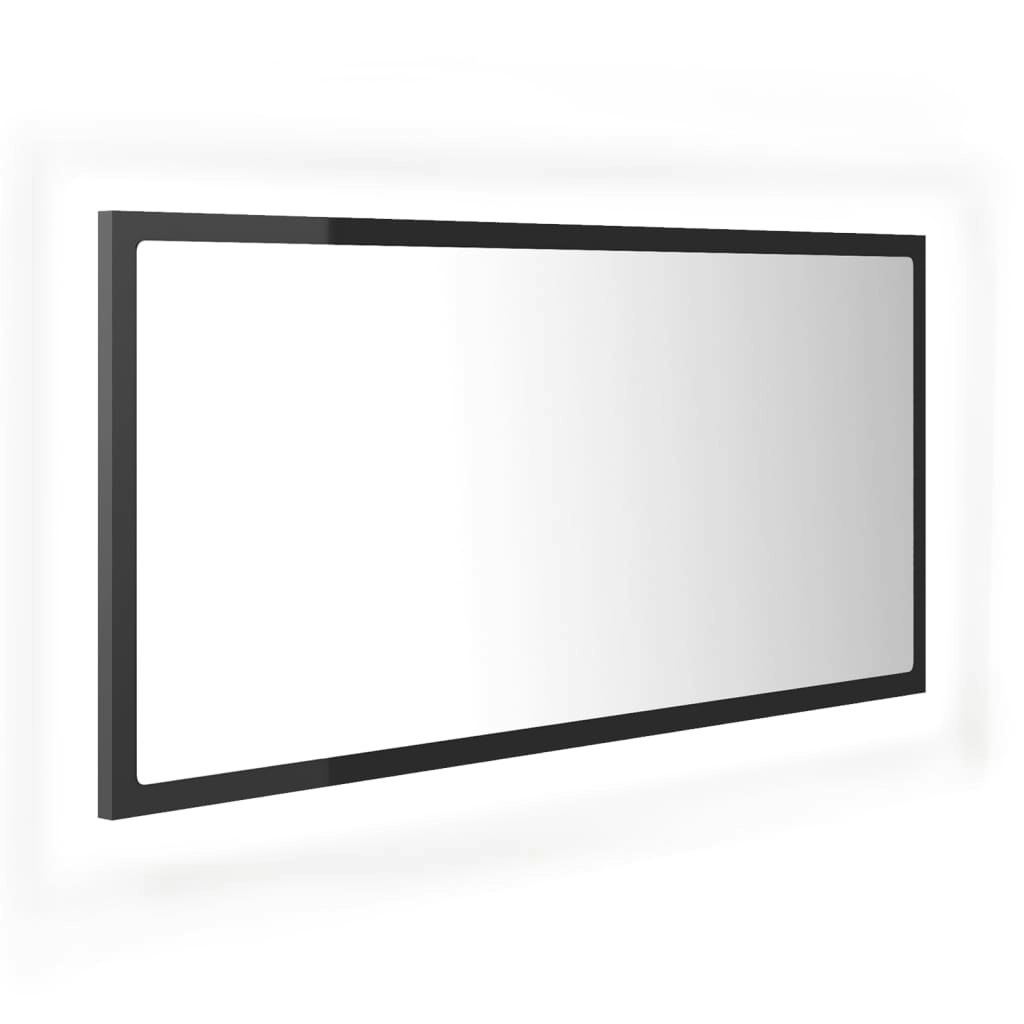 LED Bathroom Mirror High Gloss Grey 90x8.5x37 cm Acrylic 804939