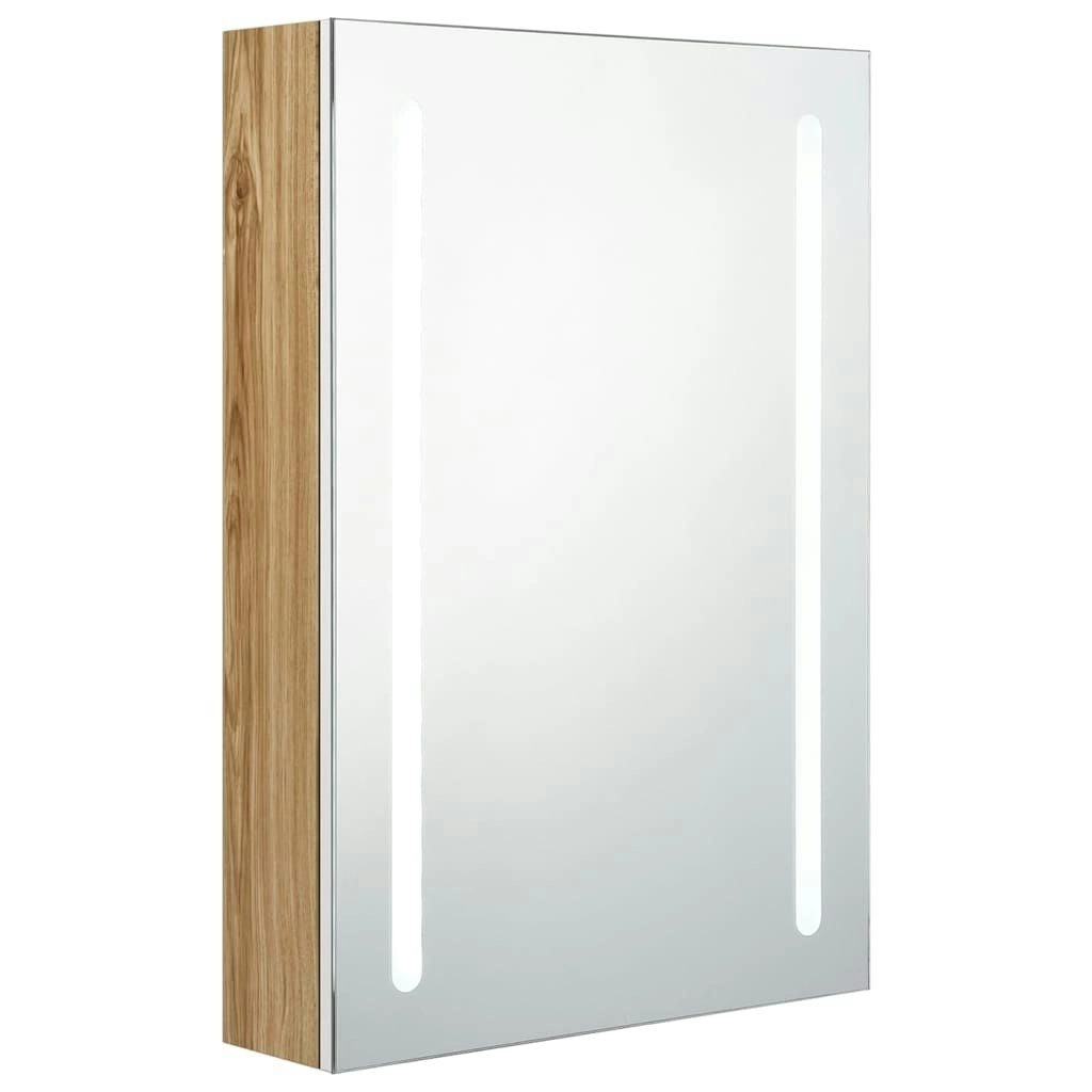 LED Bathroom Mirror Cabinet White and Oak 50x13x70 cm 326500