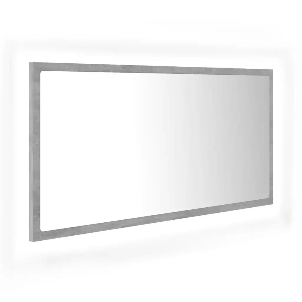 LED Bathroom Mirror Concrete Grey 90x8.5x37 cm Acrylic 804936