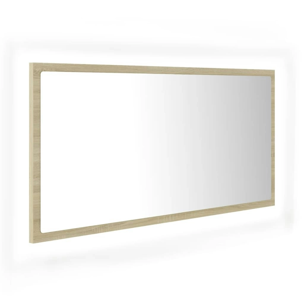 LED Bathroom Mirror Sonoma Oak 90x8.5x37 cm Acrylic 804935