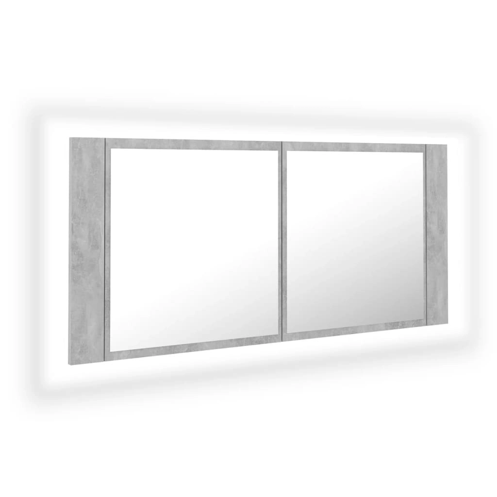 LED Bathroom Mirror Cabinet Concrete Grey 100x12x45 cm Acrylic 804984