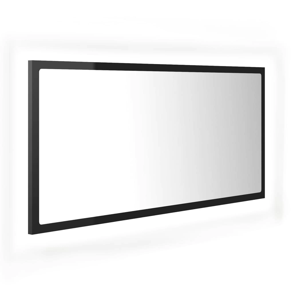 LED Bathroom Mirror High Gloss Black 90x8.5x37 cm Acrylic 804938