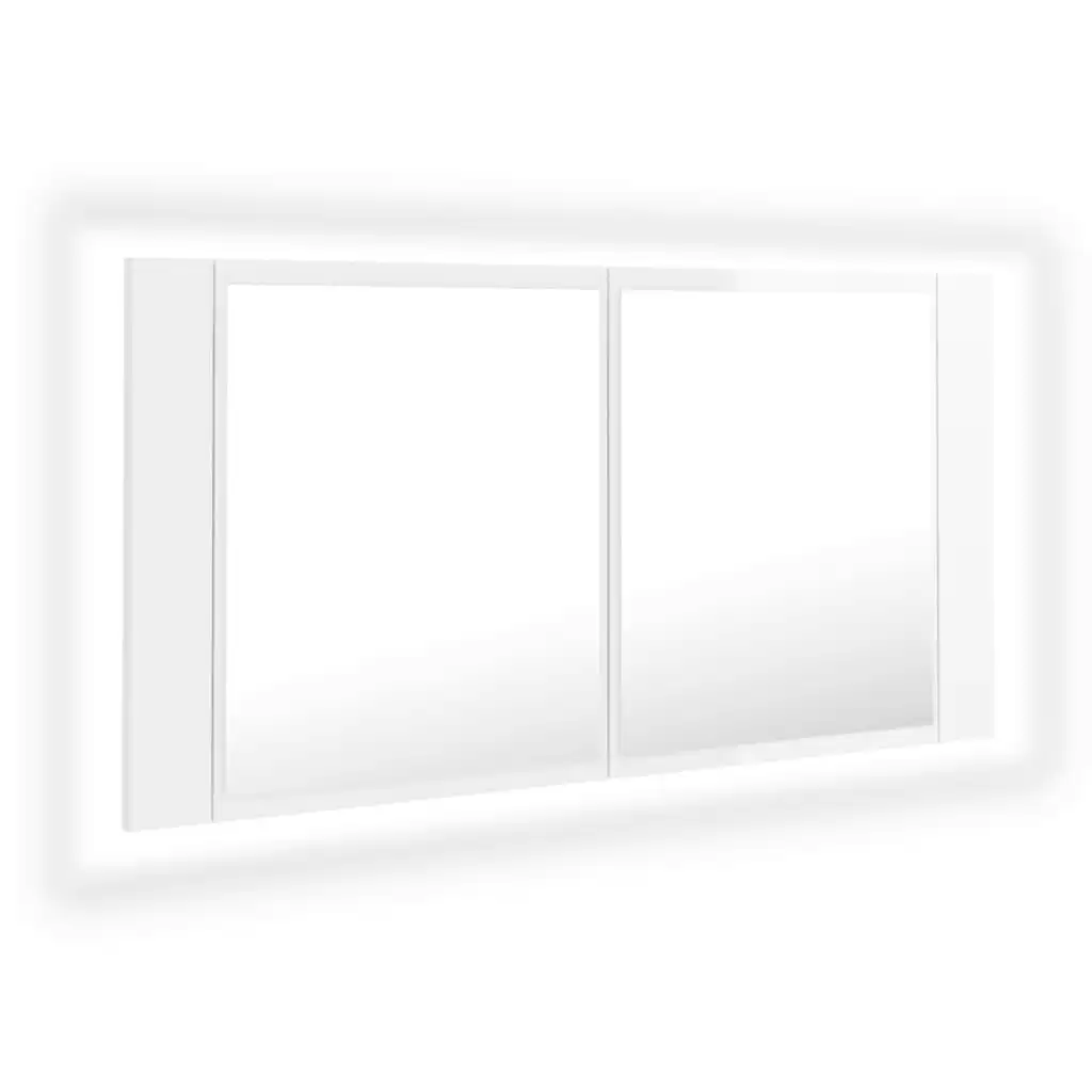 LED Bathroom Mirror Cabinet High Gloss White 90x12x45 cm Acrylic 804977