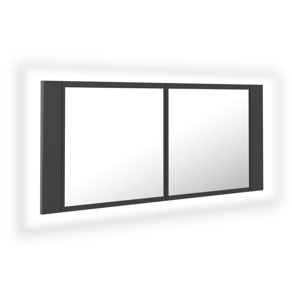 LED Bathroom Mirror Cabinet Grey 100x12x45 cm Acrylic 804982