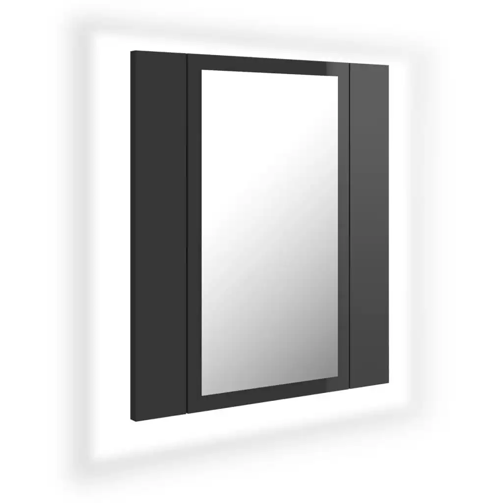 LED Bathroom Mirror Cabinet High Gloss Grey 40x12x45 cm Acrylic 804955