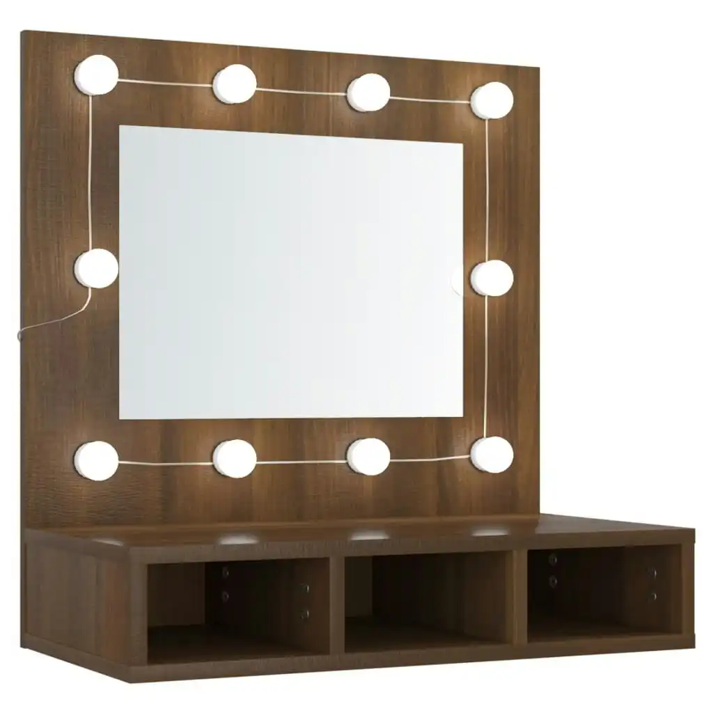 Mirror Cabinet with LED Brown Oak 60x31.5x62 cm 820456