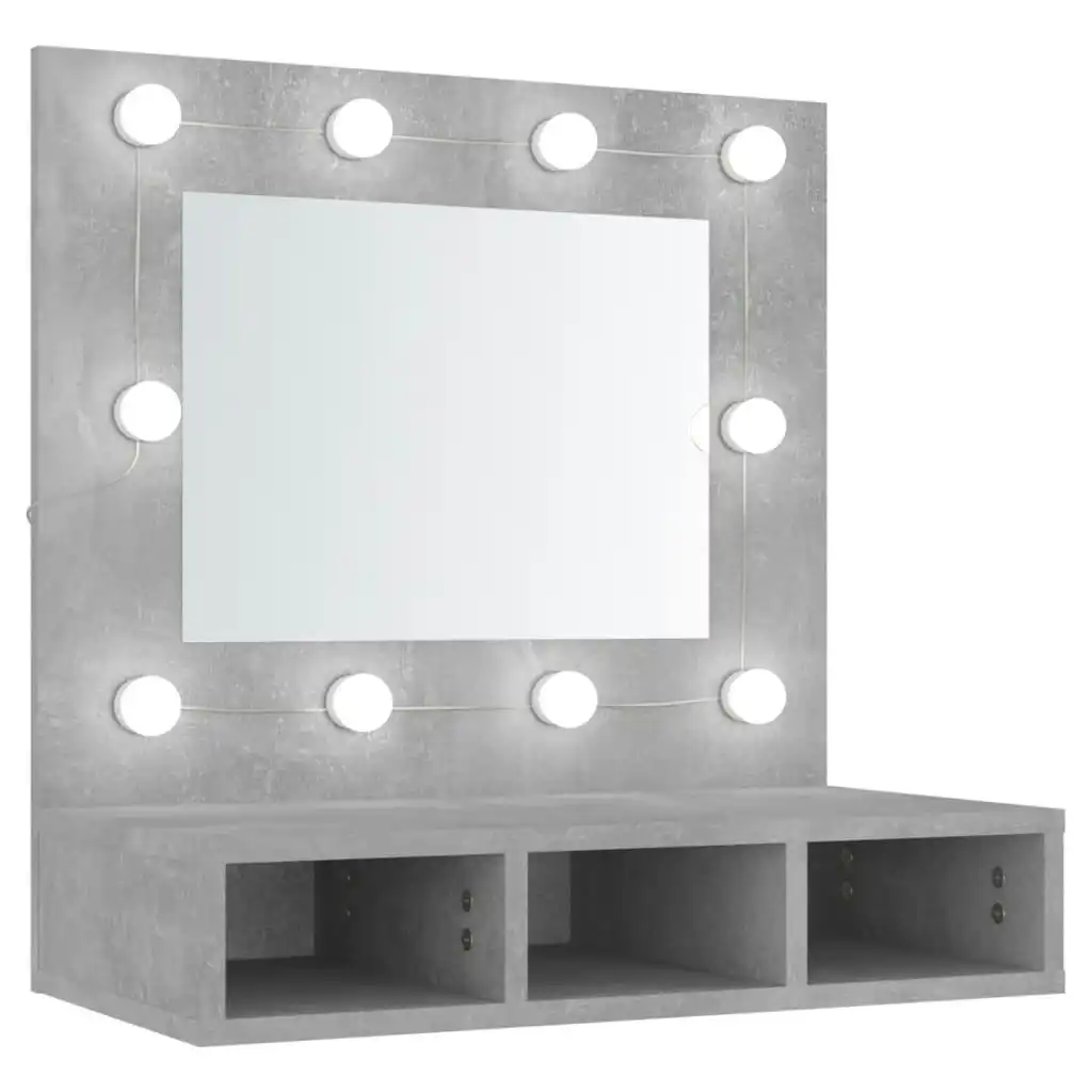 Mirror Cabinet with LED Concrete Grey 60x31.5x62 cm 808886