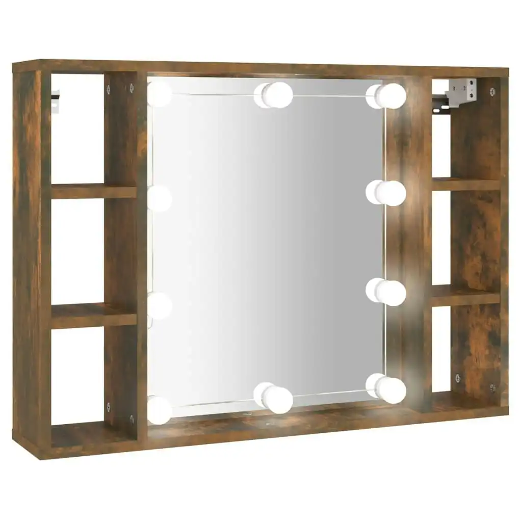 Mirror Cabinet with LED Smoked Oak 76x15x55 cm 820445