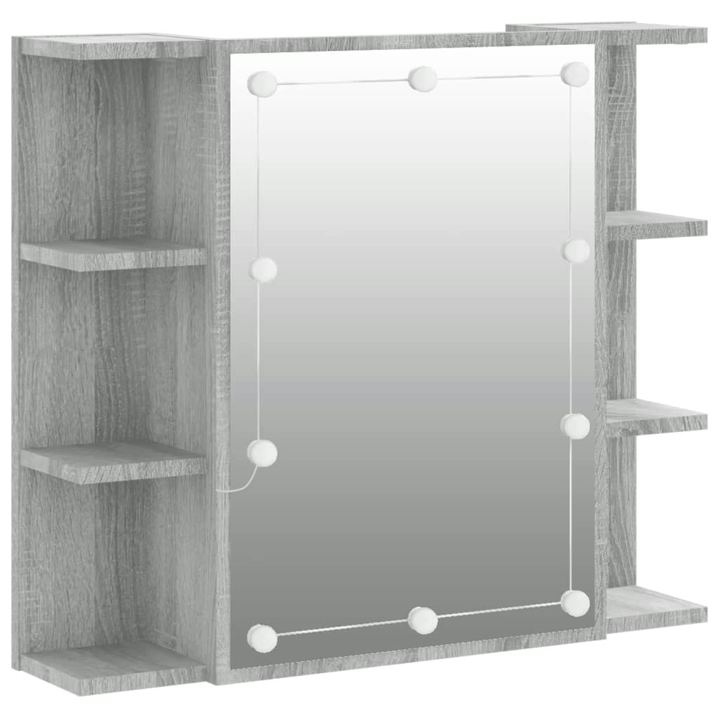 Mirror Cabinet with LED Grey Sonoma 70x16.5x60 cm 820452