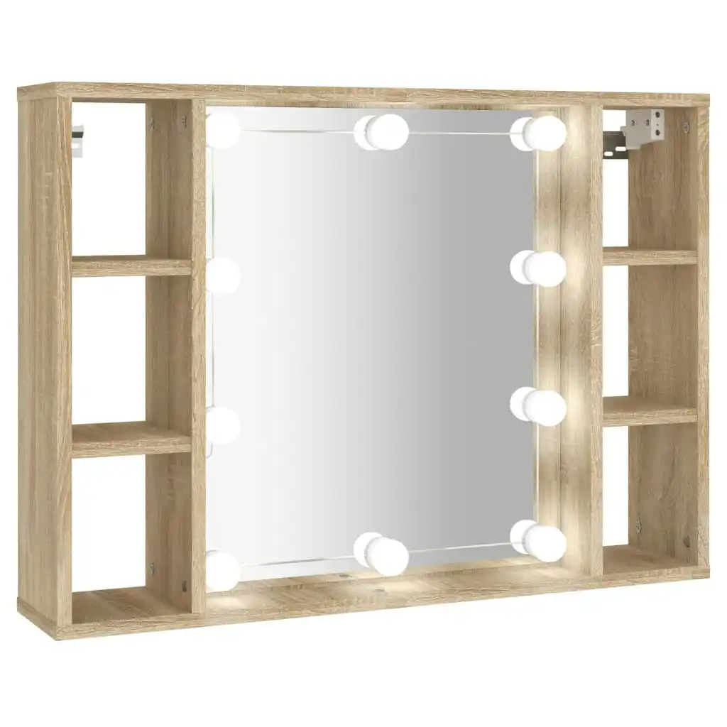 Mirror Cabinet with LED Sonoma Oak 76x15x55 cm 808858