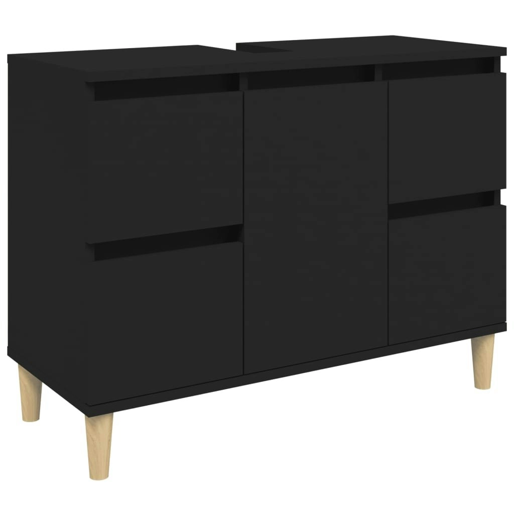 Sink Cabinet Black 80x33x60 cm Engineered Wood 821269