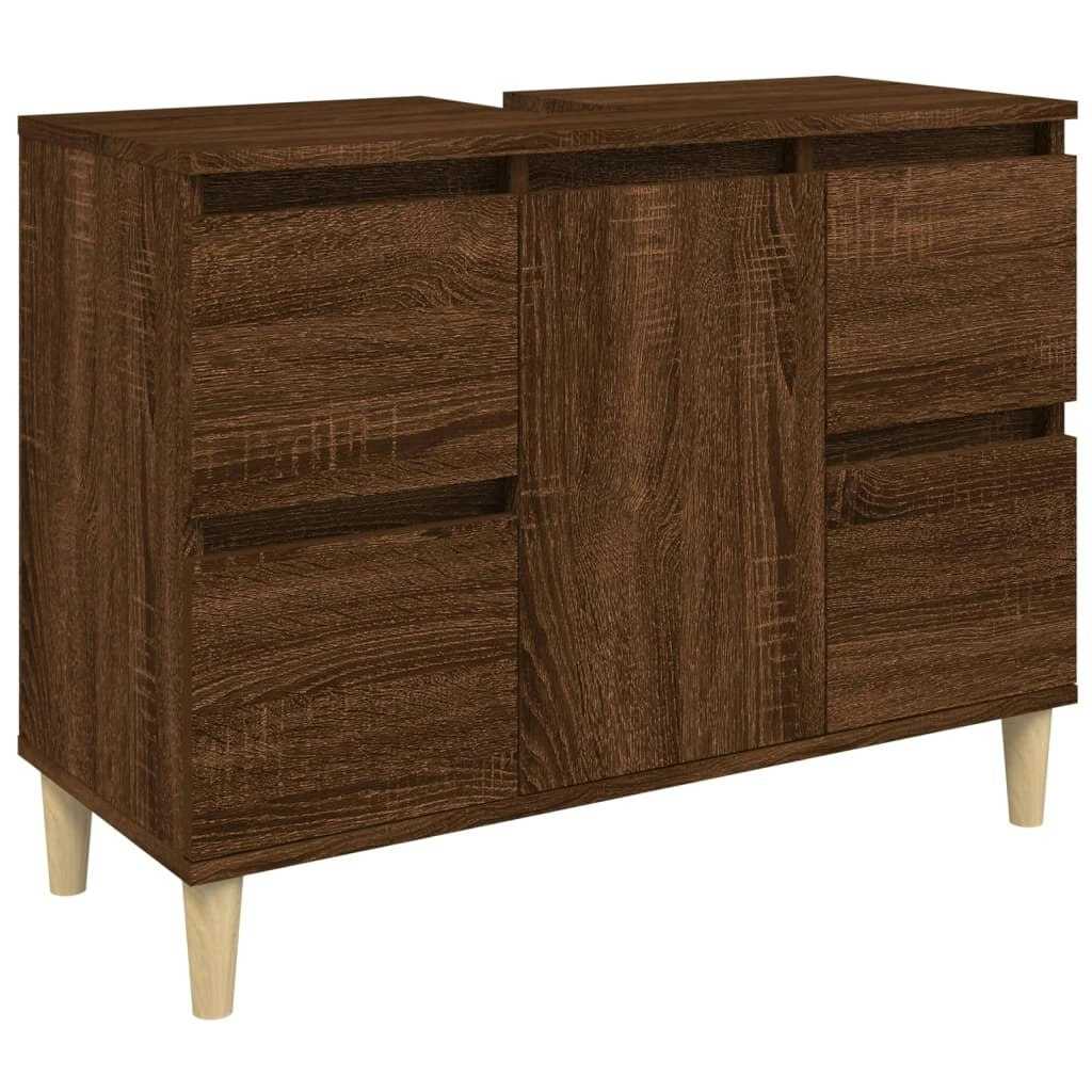 Sink Cabinet Brown Oak 80x33x60 cm Engineered Wood 821275