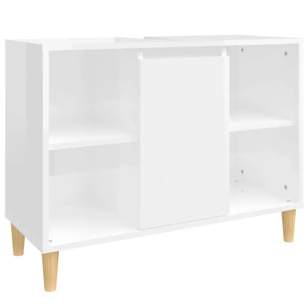 Sink Cabinet High Gloss White 80x33x60 cm Engineered Wood 821286