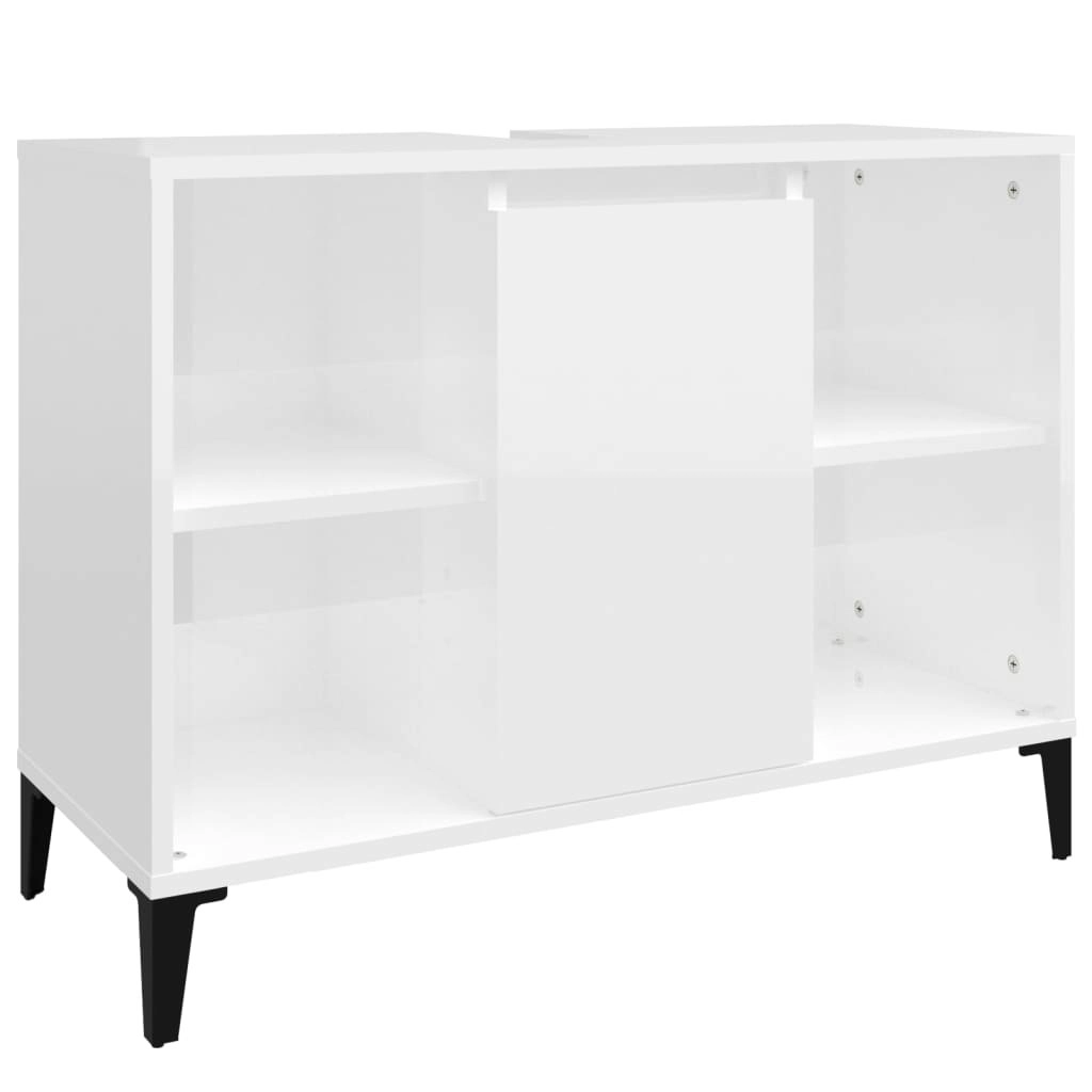 Sink Cabinet High Gloss White 80x33x60 cm Engineered Wood 821294