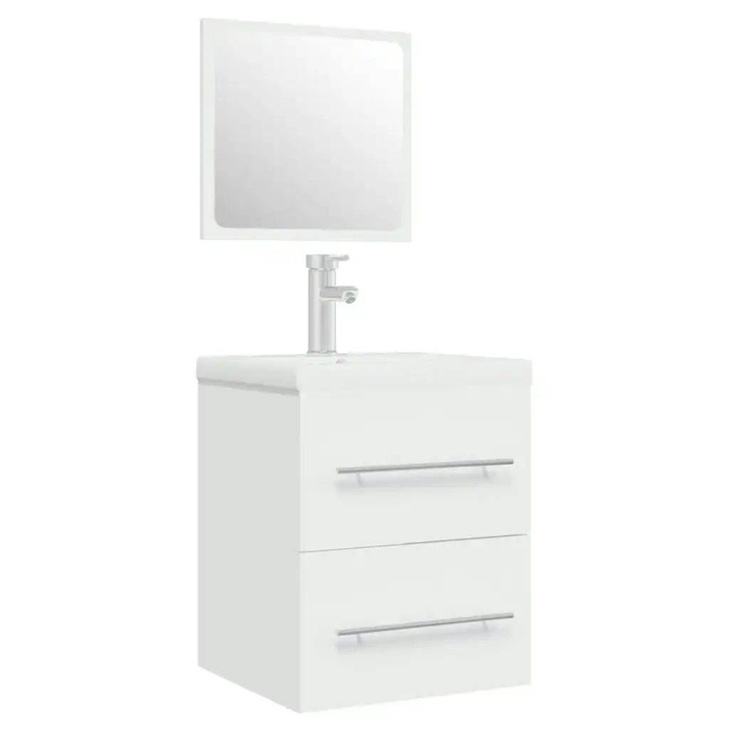 Sink Cabinet with Built-in Basin White Engineered Wood 3114163