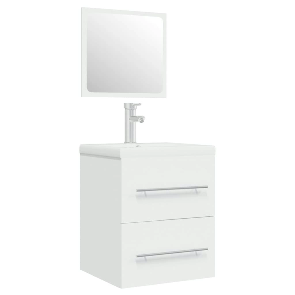 Sink Cabinet with Built-in Basin White Engineered Wood 3114163