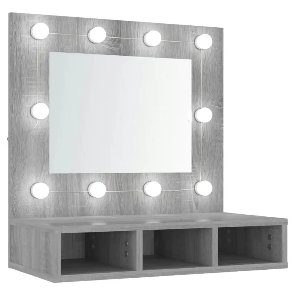 Mirror Cabinet with LED Grey Sonoma 60x31.5x62 cm 820455