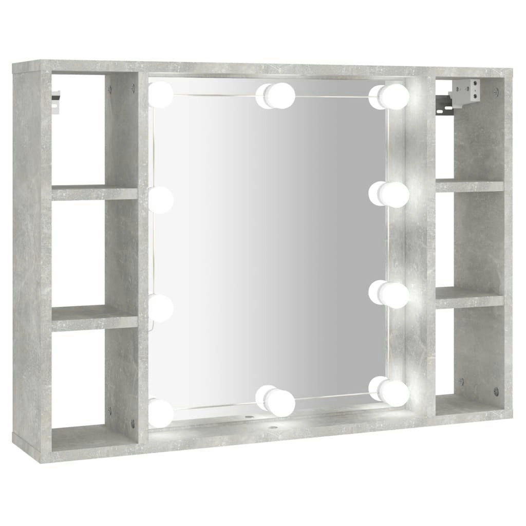 Mirror Cabinet with LED Concrete Grey 76x15x55 cm 808859