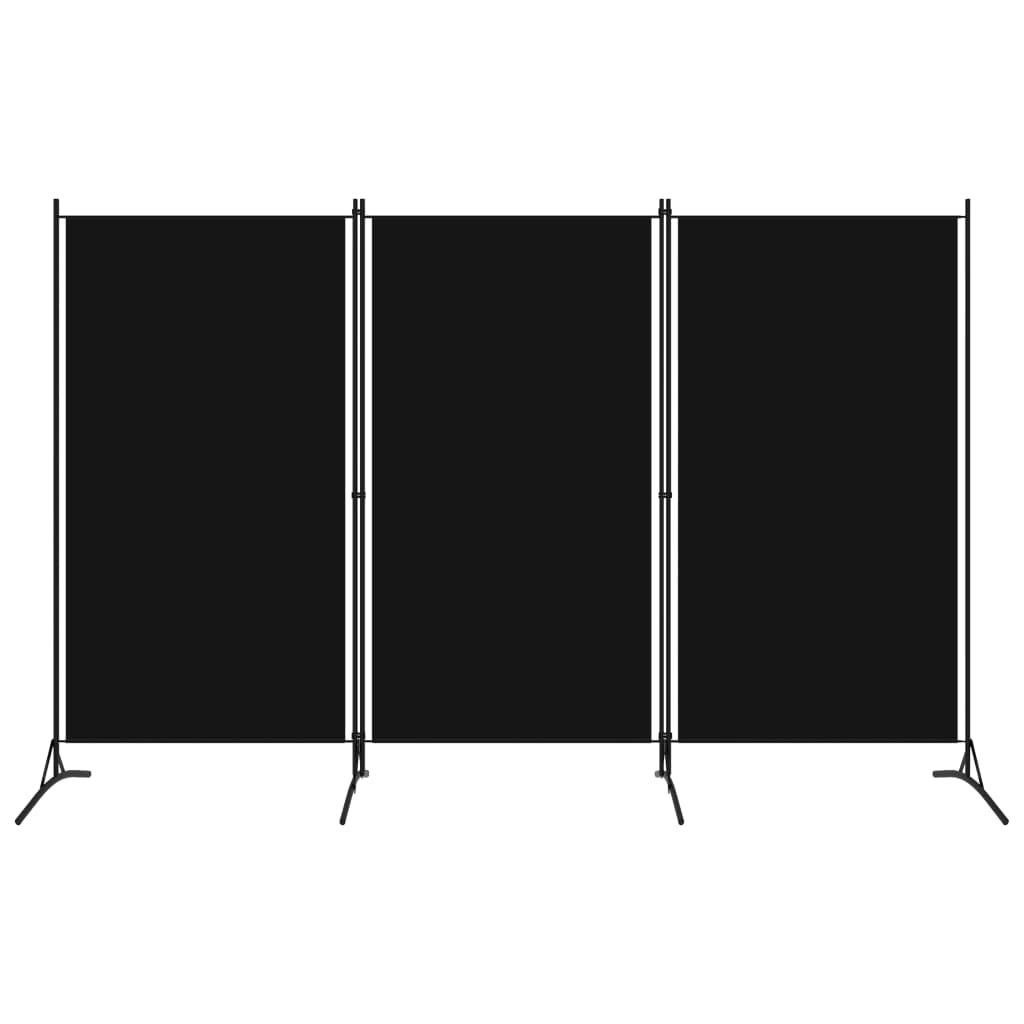 3-Panel Room Divider Black 260x180 cm Fabric 320734