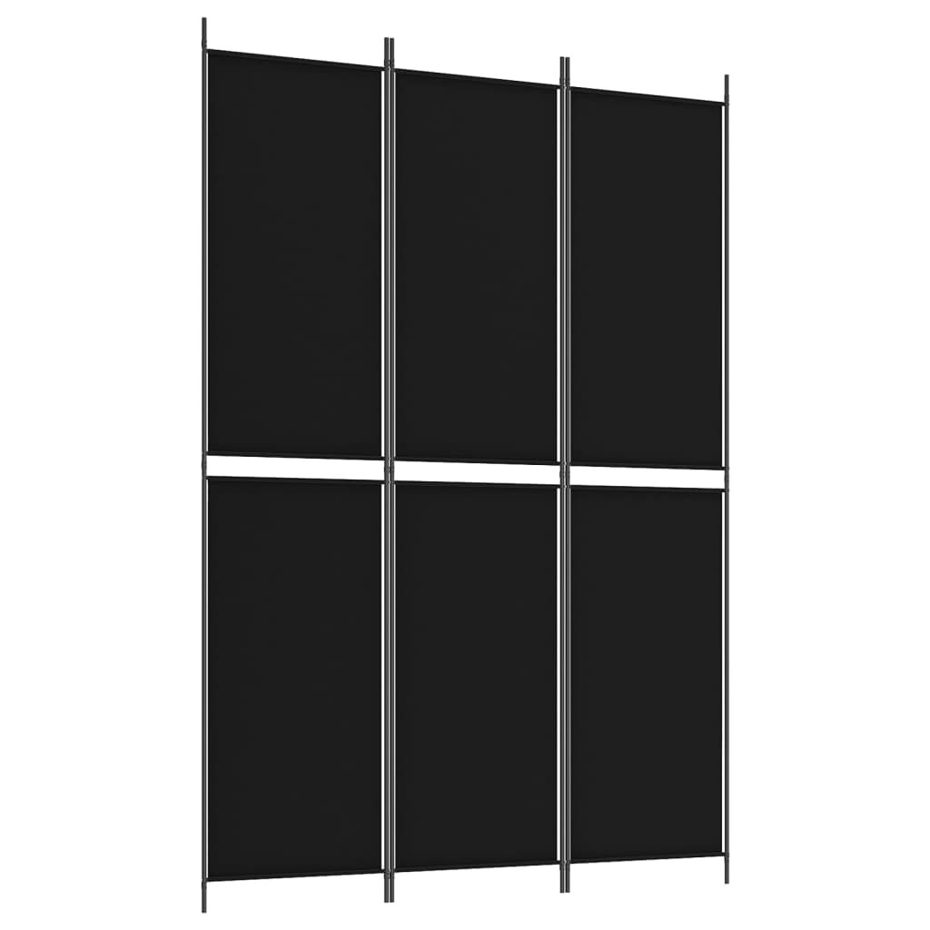 3-Panel Room Divider Black 150x220 cm Fabric 350245