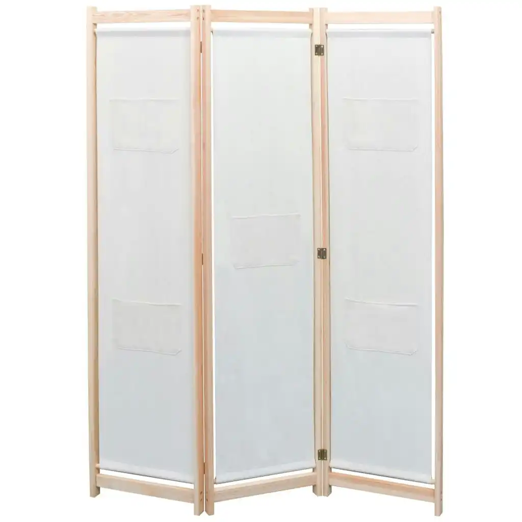 3-Panel Room Divider Cream 120x170x4 cm Fabric 42975