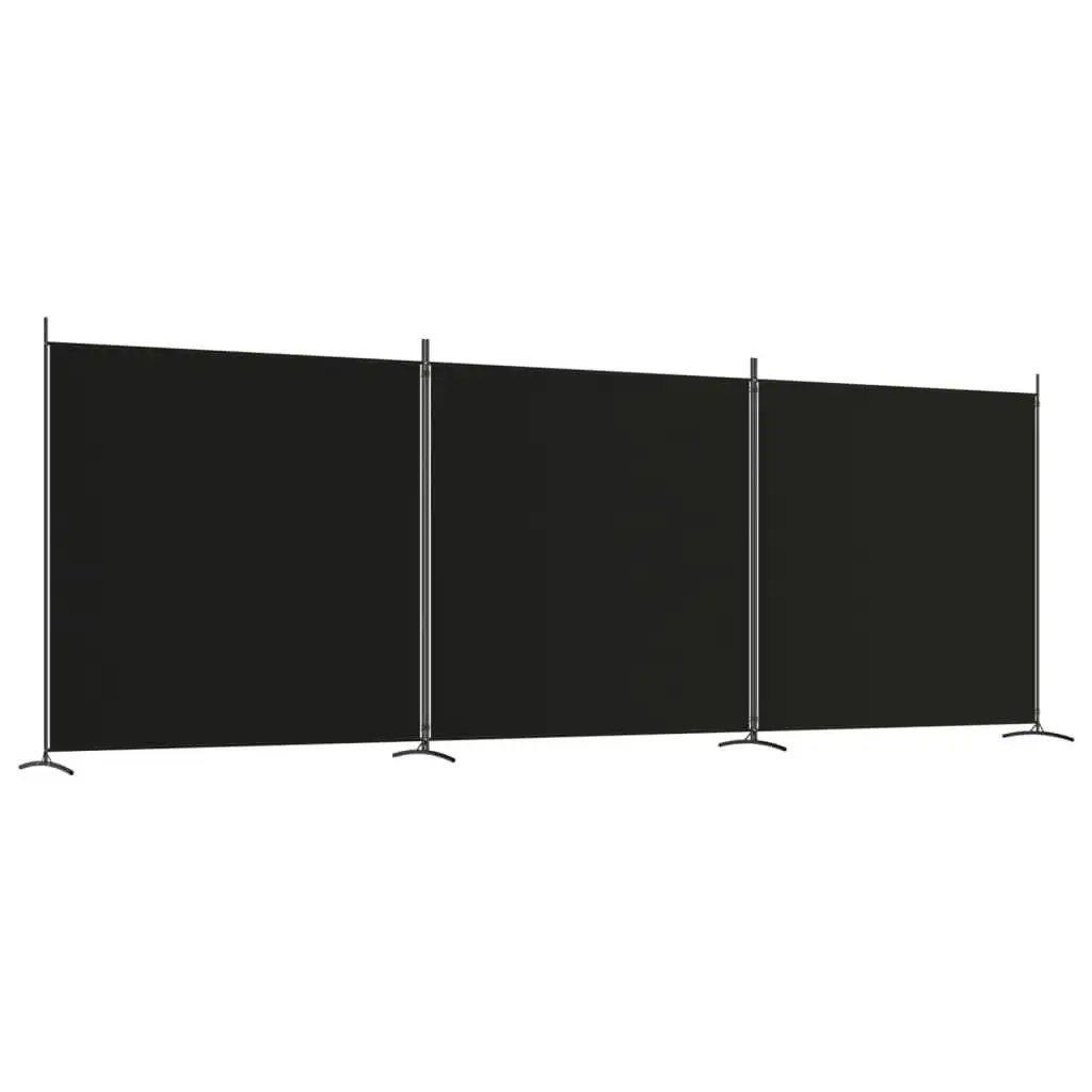 3-Panel Room Divider Black 525x180 cm Fabric 350281