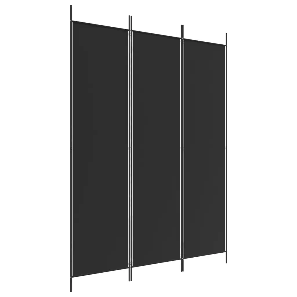 3-Panel Room Divider Black 150x200 cm Fabric 350181