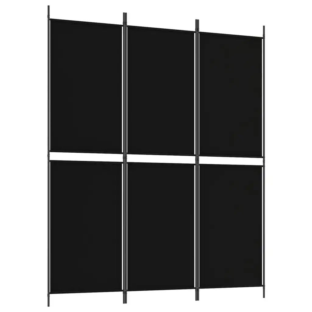 3-Panel Room Divider Black 150x180 cm Fabric 350213