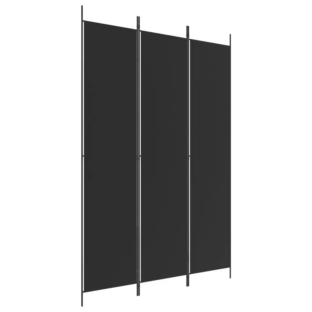 3-Panel Room Divider Black 150x220 cm Fabric 350197