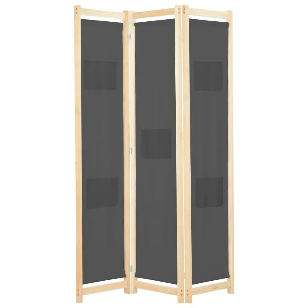 3-Panel Room Divider Grey 120x170x4 cm Fabric 248175