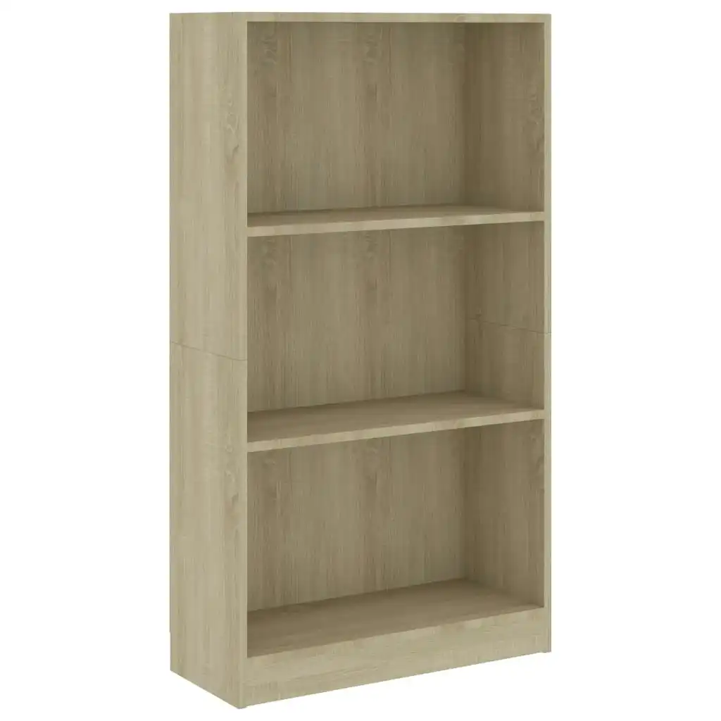 3-Tier Book Cabinet Sonoma Oak 60x24x109 cm Engineered Wood 800867