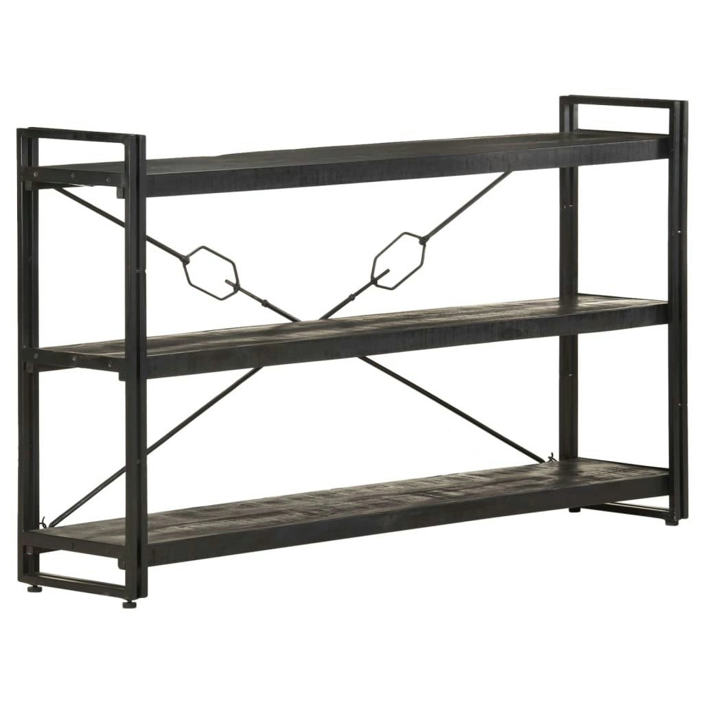 3-Tier Bookcase Black 140x30x80 cm Solid Mango Wood 320628