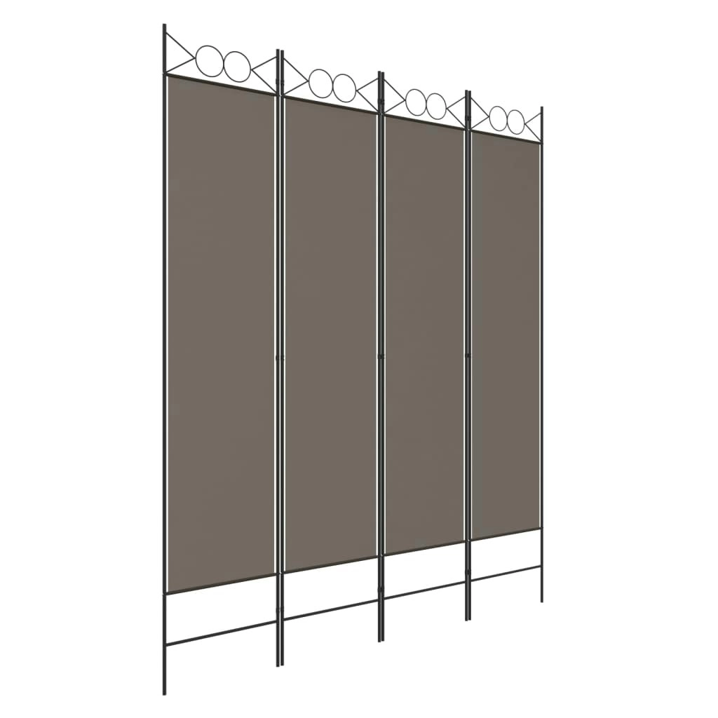 4-Panel Room Divider Anthracite 160x220 cm Fabric 350168