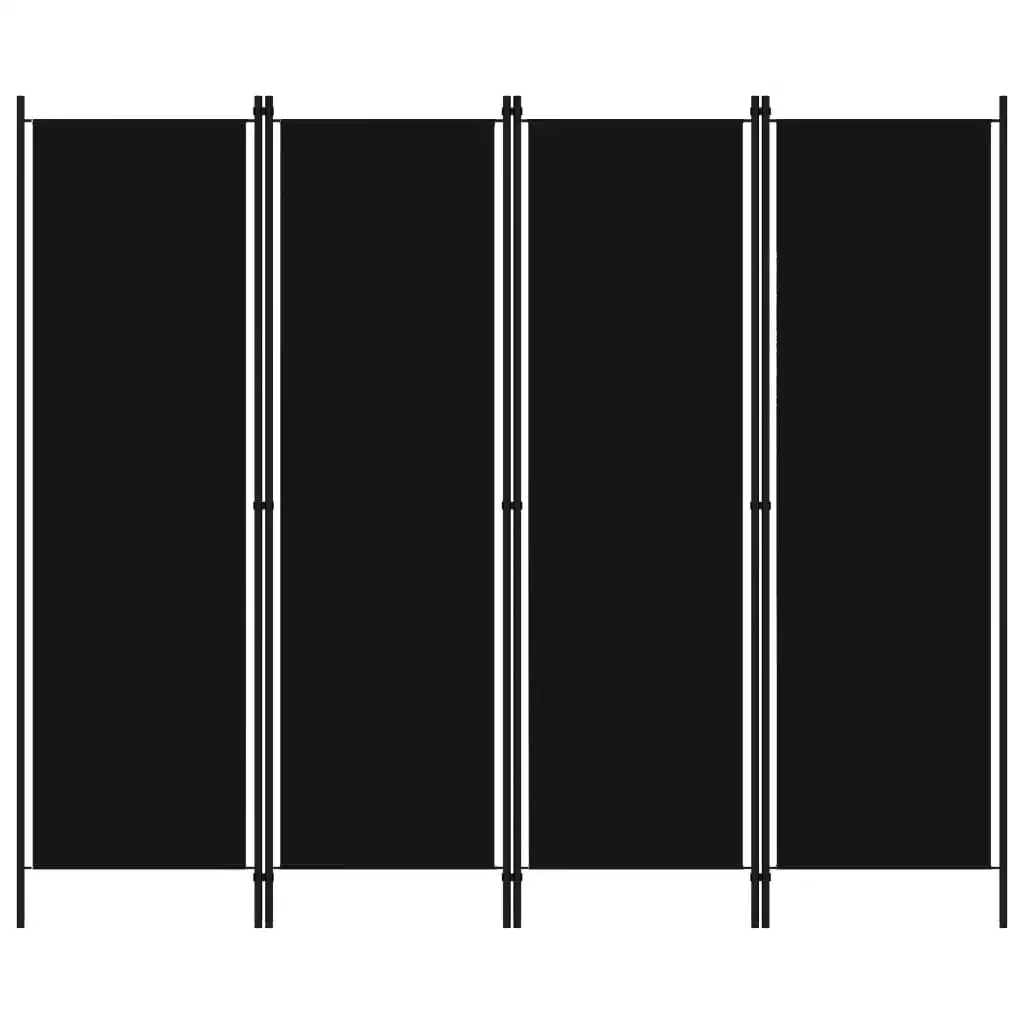 4-Panel Room Divider Black 200x180 cm 320722