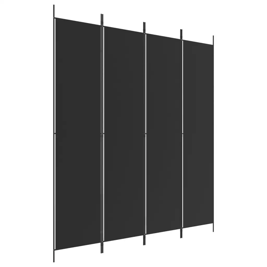 4-Panel Room Divider Black 200x220 cm Fabric 350201