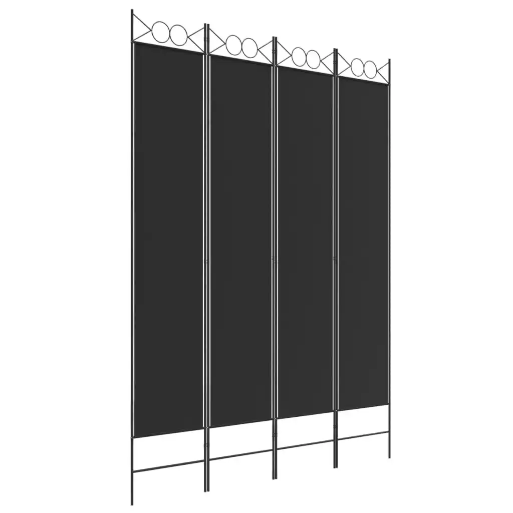 4-Panel Room Divider Black 160x220 cm Fabric 350169