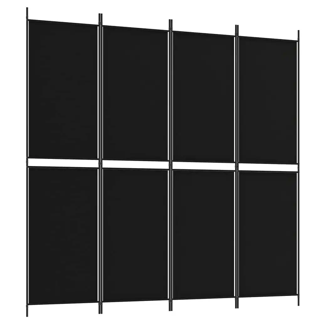 4-Panel Room Divider Black 200x200 cm Fabric 350233