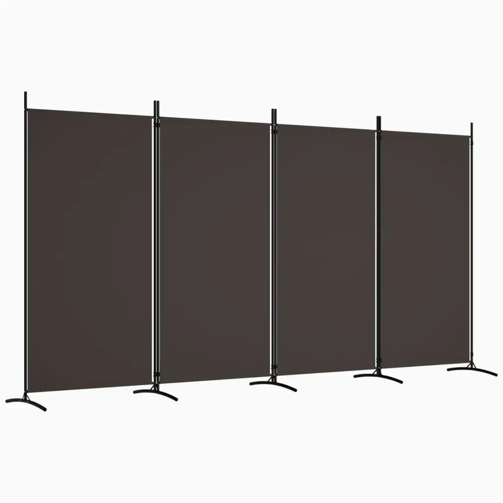 4-Panel Room Divider Brown 346x180 cm Fabric 350263