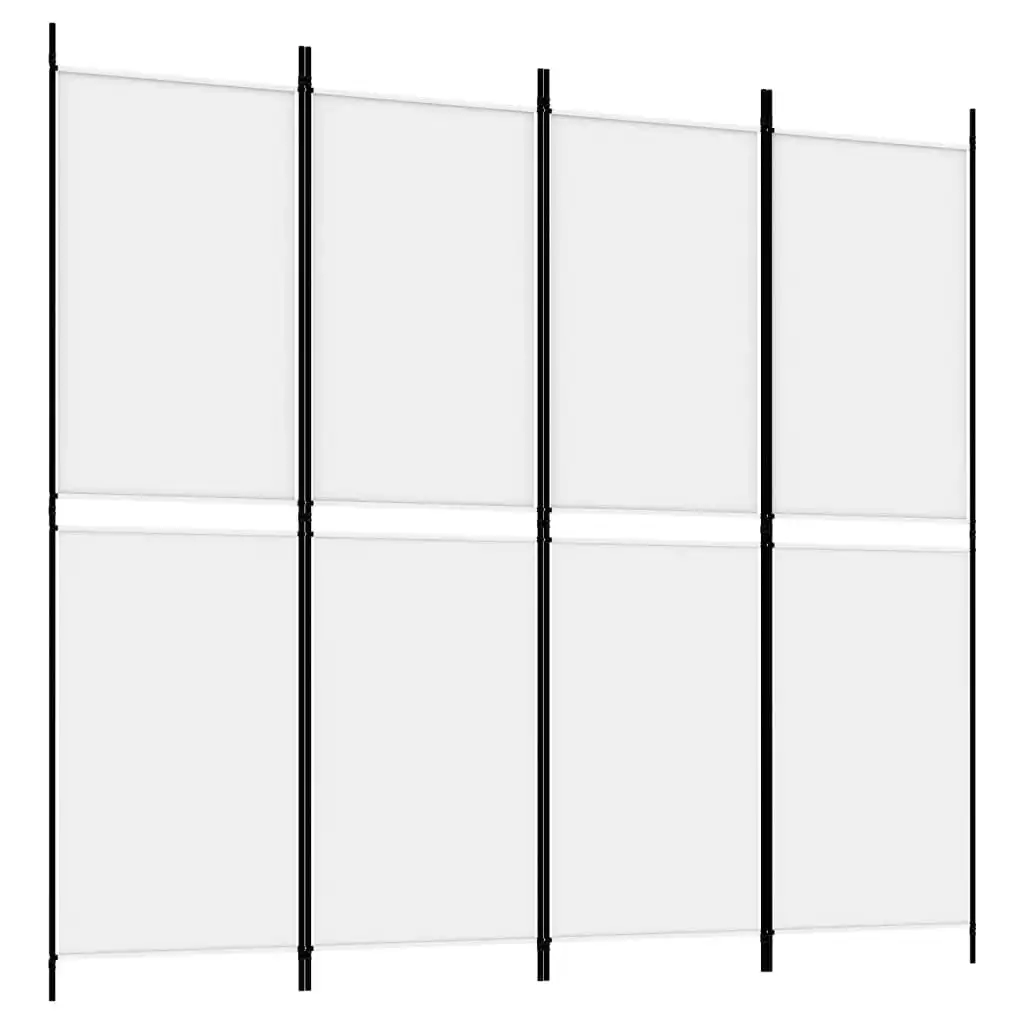 4-Panel Room Divider White 200x180 cm Fabric 350214